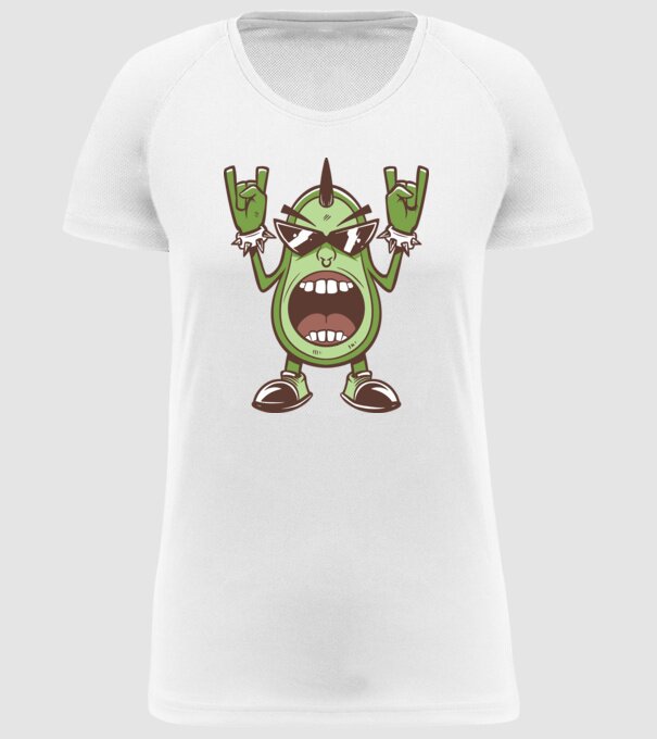 Avocado Metal model alb pe tricou