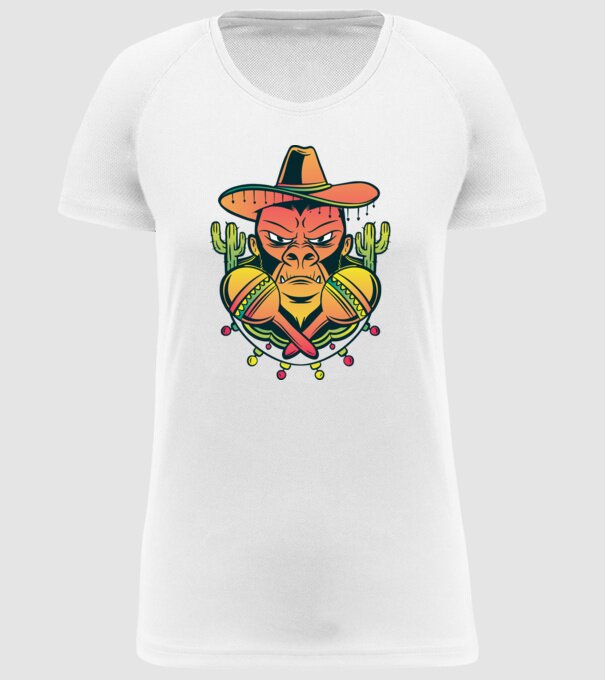 Gorila mexicană model alb pe tricou