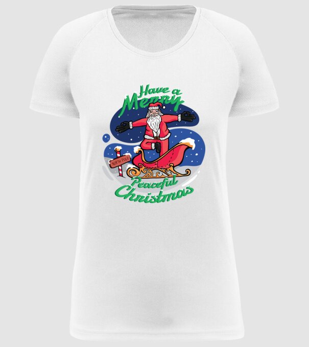 Moș Crăciun Yoga model alb pe tricou