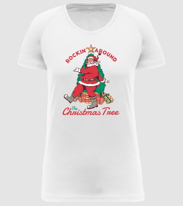 Moș Crăciun dans de Crăciun model alb pe tricou