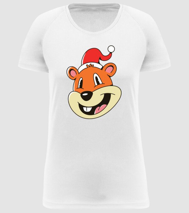 Moș Crăciun Veveriță model alb pe tricou