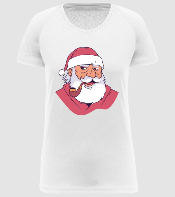 Moș Crăciun pipă model alb pe tricou