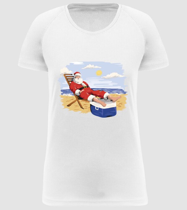 Moș Crăciun În vacanță model alb pe tricou