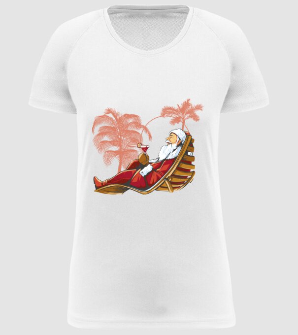 Moș Crăciun În vacanță model alb pe tricou