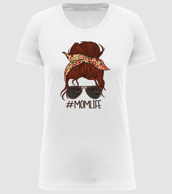 Momlife Hashtag model alb pe tricou