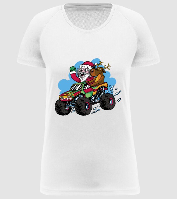 Monster Truck Moș Crăciun model alb pe tricou