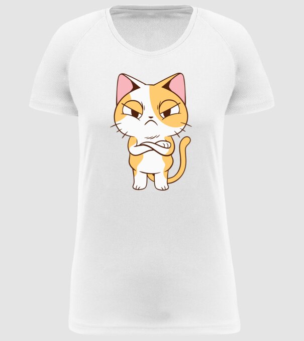 Pisică supărată model alb pe tricou