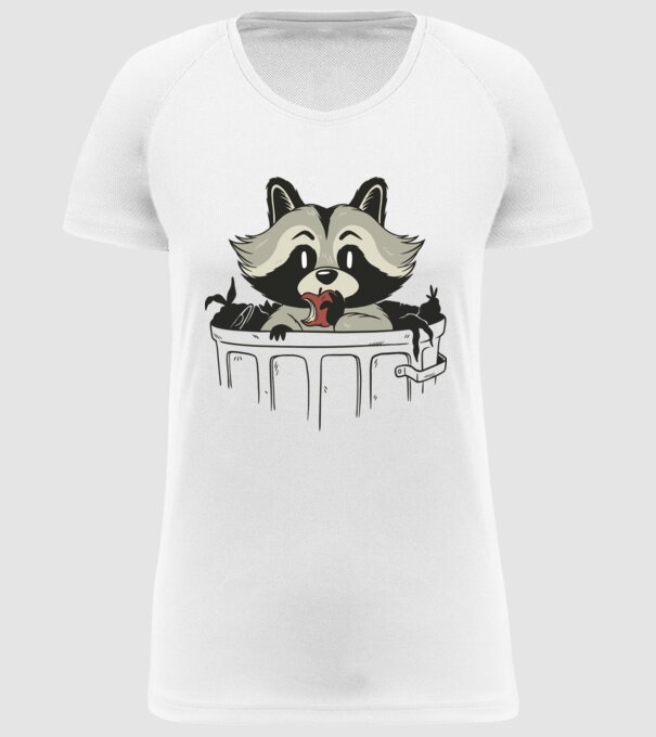 Raton în coș de gunoi model alb pe tricou