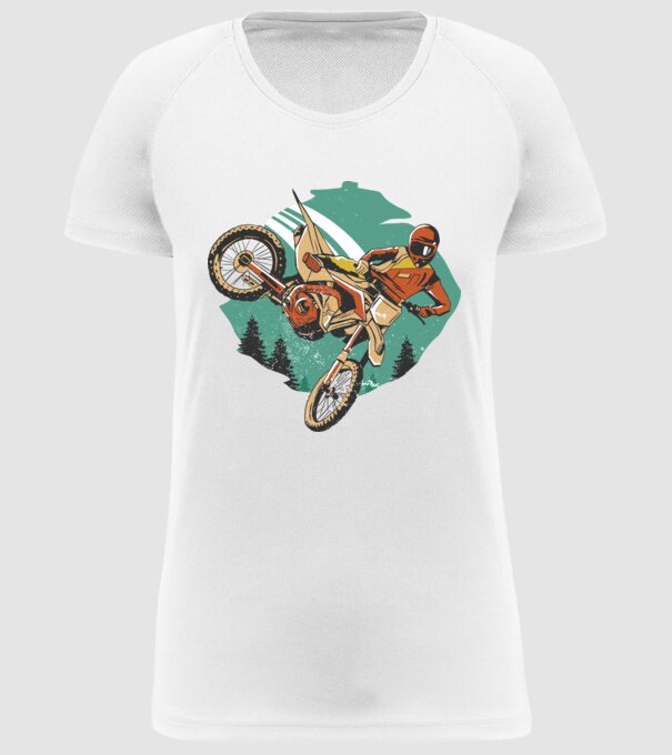 Motociclist motocros model alb pe tricou