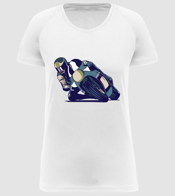Concurent motocicletă model alb pe tricou