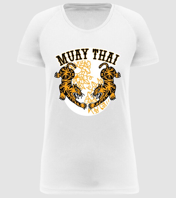 Tigri Muay Thai model alb pe tricou