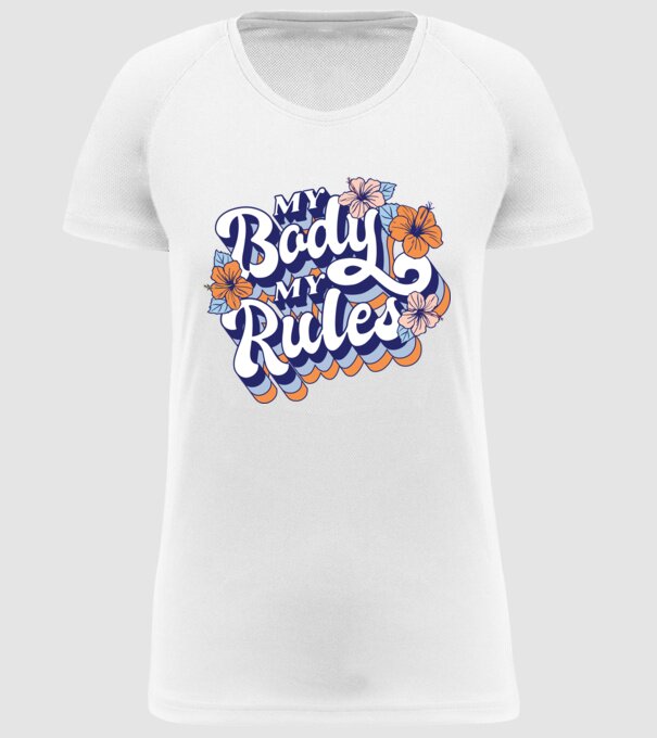 My Body My Rules model alb pe tricou
