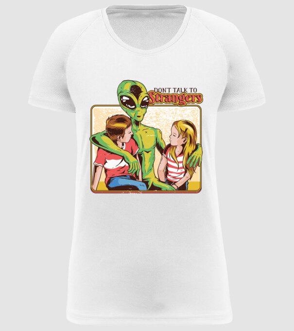 Nu vorbi cu străini tricou amuzant Alien model alb pe tricou