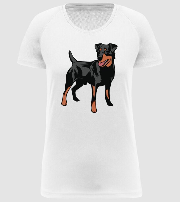 Câine de vânătoare german Terrier model alb pe tricou
