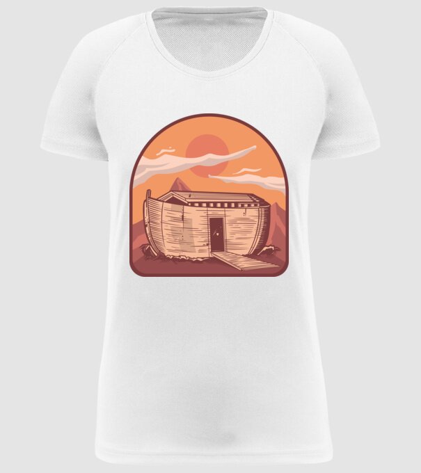Arca lui Noe model alb pe tricou