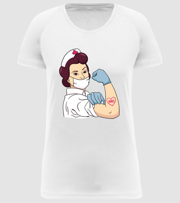 Soră Asistentă model alb pe tricou
