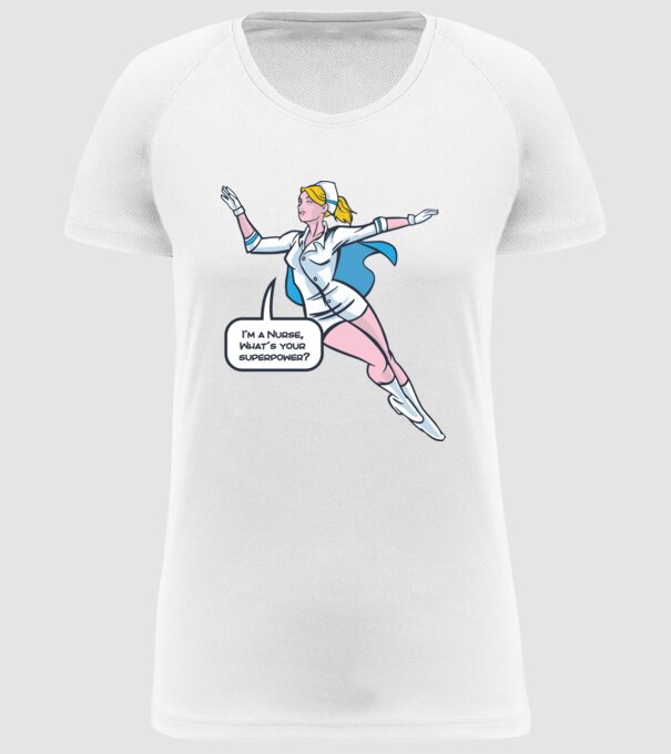 Sunt asistentă medicală, care este superputerea ta? model alb pe tricou