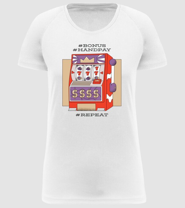 Slot machine model alb pe tricou