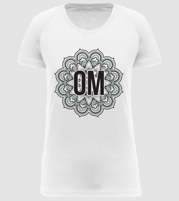 OM Mandala model alb pe tricou