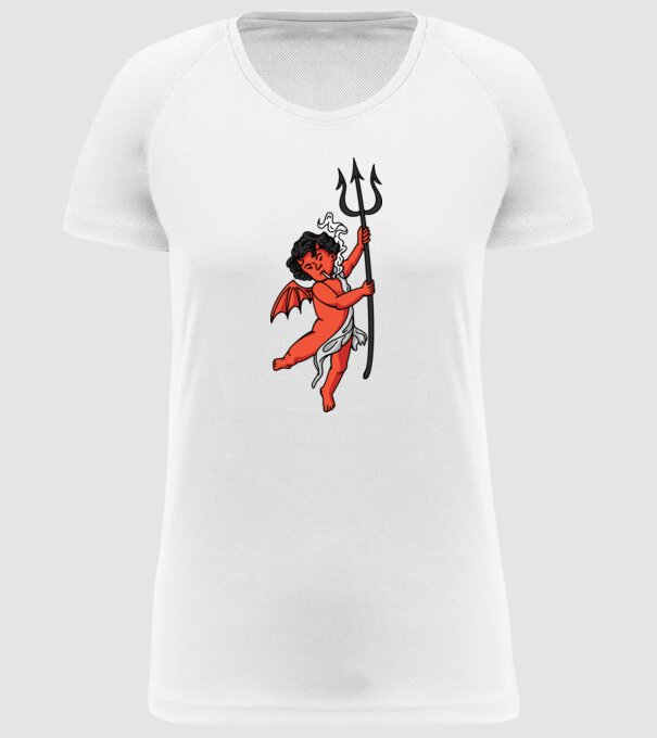 Diavol cu Țigaretă model alb pe tricou