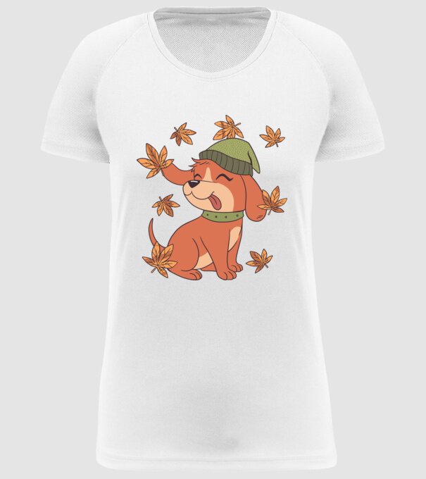 Câine Toamna model alb pe tricou