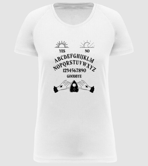 Motiv Ouija model alb pe tricou