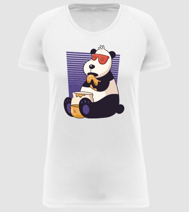 Panda cu miere model alb pe tricou