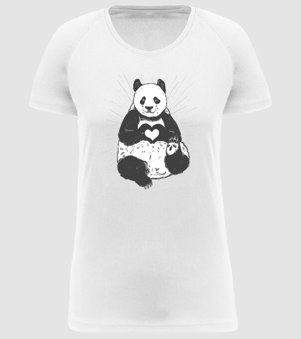 Inimă panda model alb pe tricou