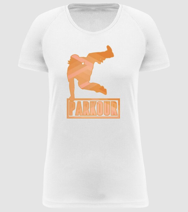 Tricou Parkour cu inscripție model alb pe tricou