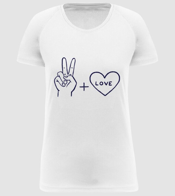 Peace + Love model alb pe tricou