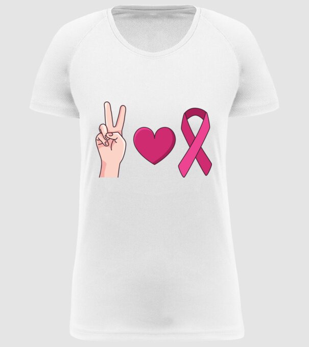Peace Love lupta împotriva cancerului de sân model alb pe tricou