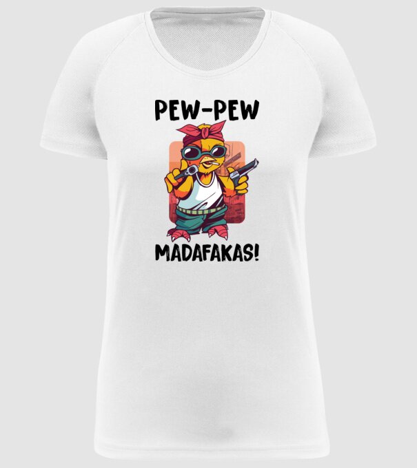 Pew Pew Pew Madafakas Pui alb model alb pe tricou