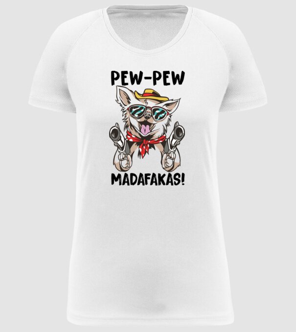 Pew Pew Pew Madafakas Chivava alb model alb pe tricou