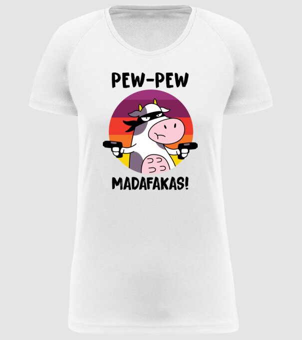Pew Pew Pew Madafakas Vacă alb model alb pe tricou