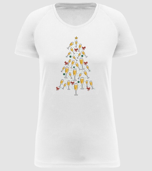 Pom de Crăciun cu Șampanie model alb pe tricou