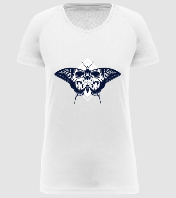 Craniu fluture model alb pe tricou