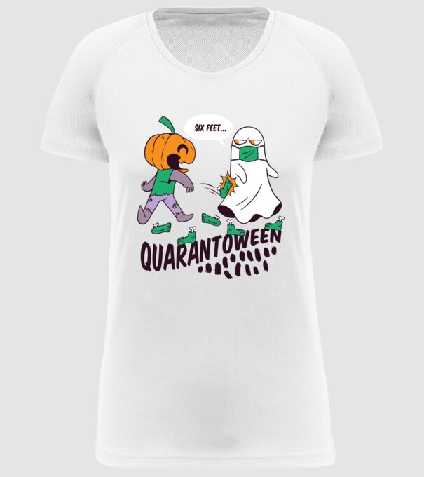 Quarantoween model alb pe tricou
