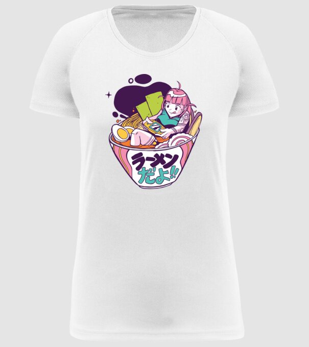 Ramen Anime Gamer fată model alb pe tricou