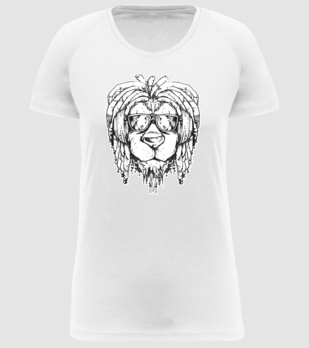 Leu Dreadlock model alb pe tricou