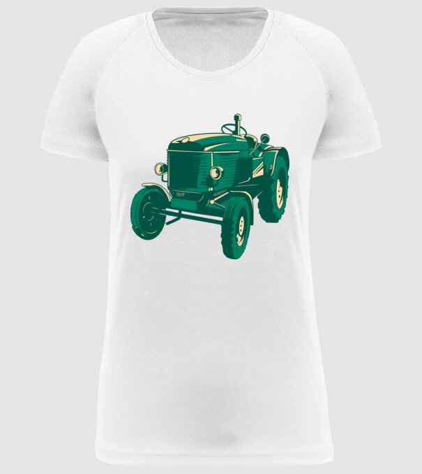 Tractor vechi model alb pe tricou