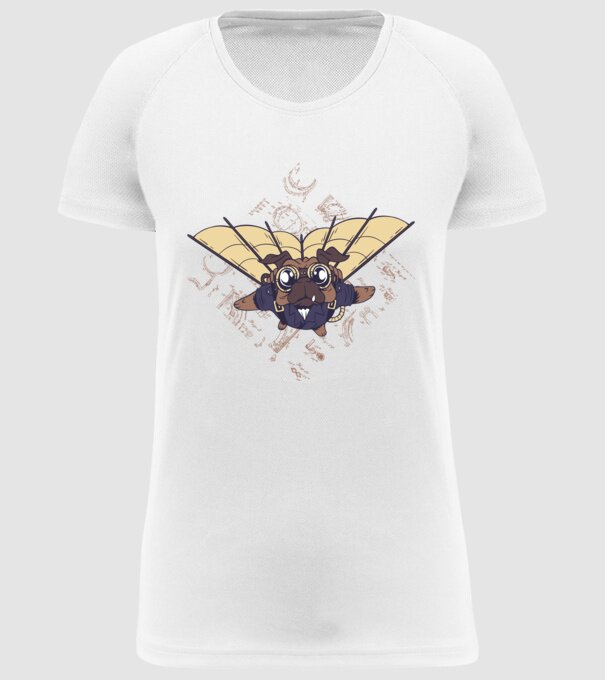 Mops Zburător model alb pe tricou