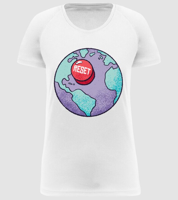 Reset Pământ model alb pe tricou