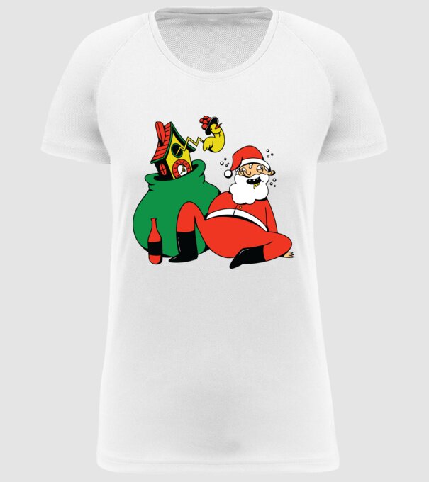 Moș Crăciun beat model alb pe tricou