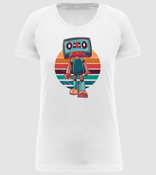 Robot Casetă retro model alb pe tricou
