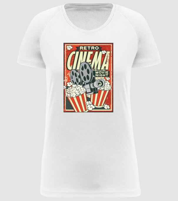Afiș cinema retro model alb pe tricou