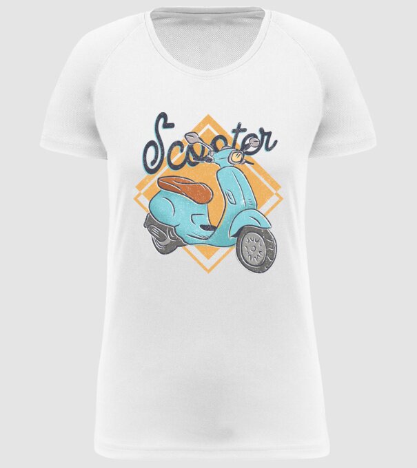 Scooter model alb pe tricou