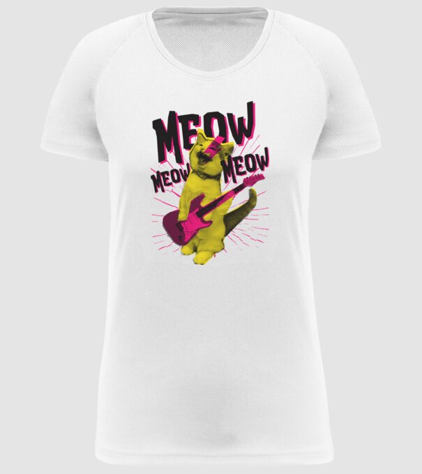 Pisică Rocker Meow model alb pe tricou