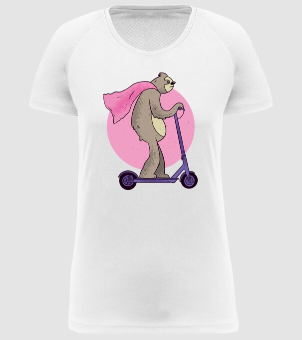 Leneș cu Trotinetă model alb pe tricou