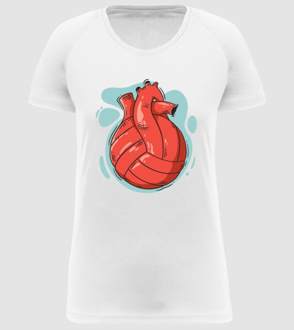 Inimă volei model alb pe tricou