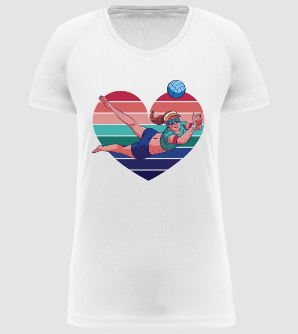 voleibalist retro model alb pe tricou